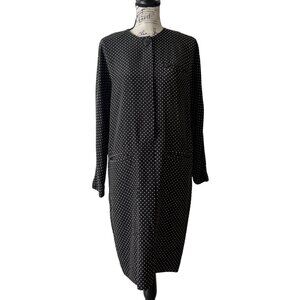 Vintage St. Gillian by Kay Unger Silk Shift Dress Black White Polka Dot Size 6